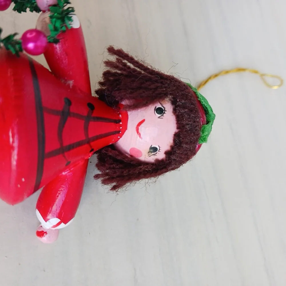 Vintage 80s Wooden Christmas Ornament Handmade Kurt A